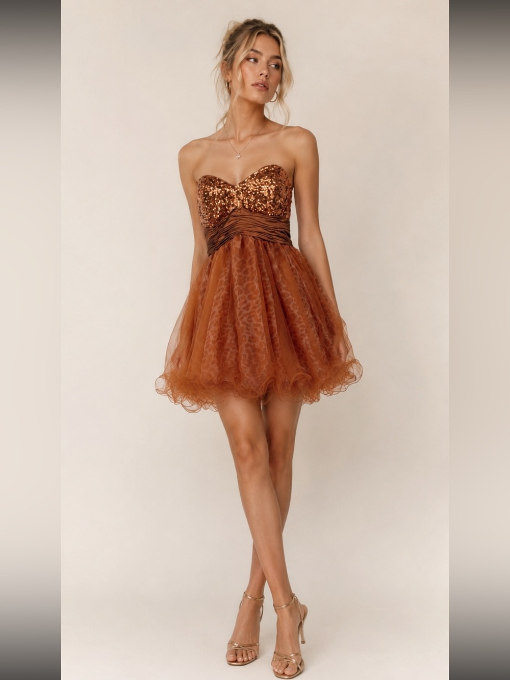 Jasz Couture Y2K Sequin Tulle Strapless Cocktail Dress Size 14